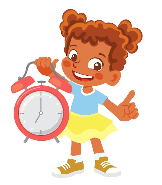 African American Girl holding alarm clock