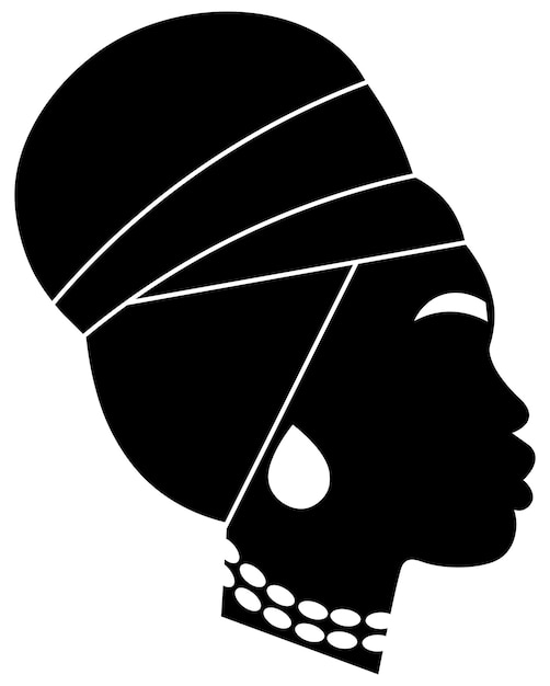 African american girl with turban silhouette