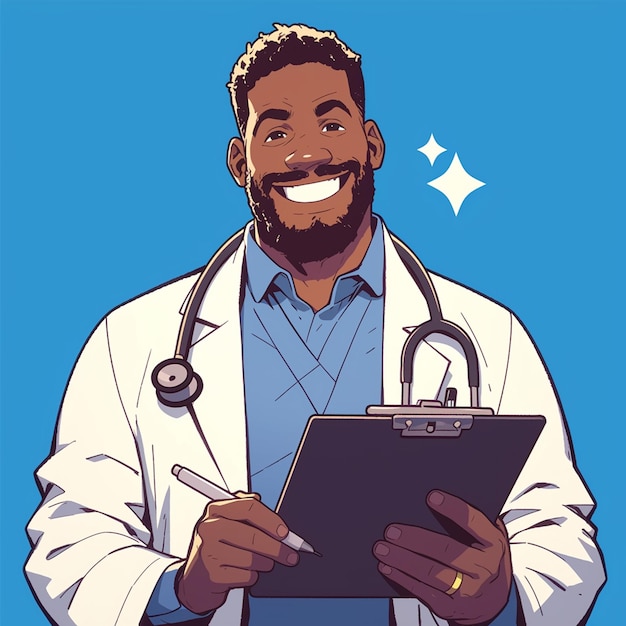 African American Male Doctor in His 40s Performing a Checkup