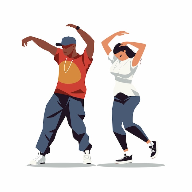 African American man Caucasian woman dancing hip hop Street dancers performing urban dance moves