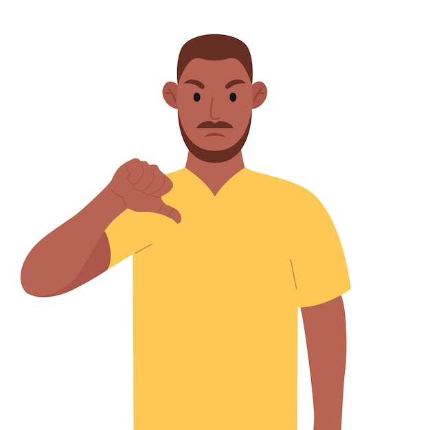 African american man showing thumbs down sign gesture Vector illustration