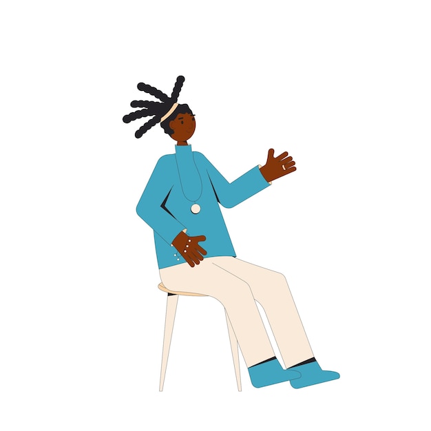 African american woman Female character wearing in casual clothes sitting on a chair