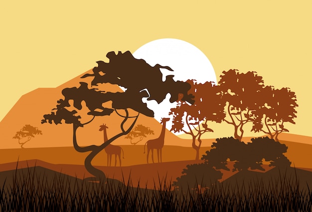 Vector african animals silhouettes