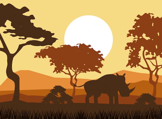 African animals silhouettes