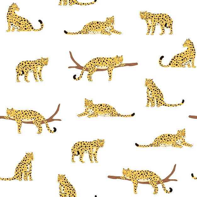 African animals vector seamless pattern