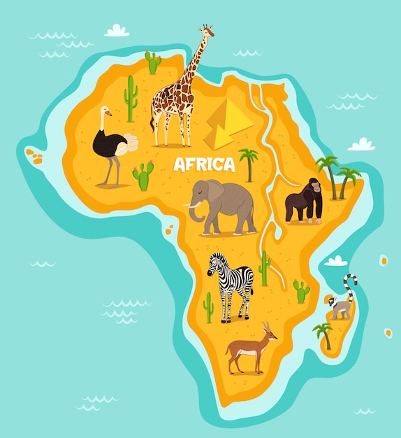 African animals wildlife vector illustration