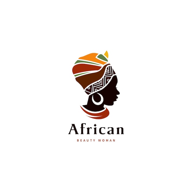 African beauty woman vector logo design inspiration with combine a map of the african continent