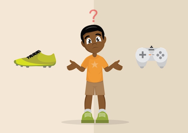 African Boy's choice between sport or play games