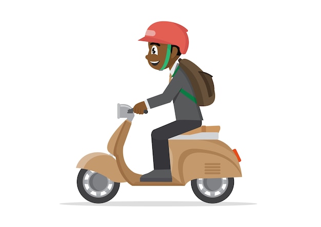 African Businessman riding on a motorcycle.