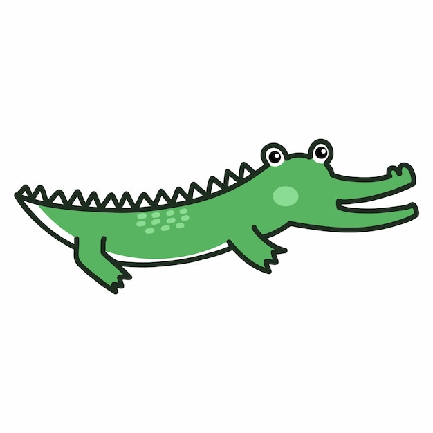 African crocodile on white background Vector doodle illustration for kids