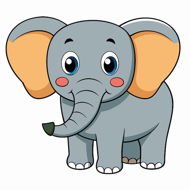 African Elephant cartoon vector icon illustration on white background