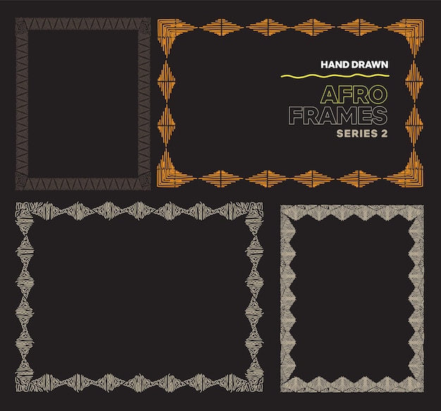 African frame border set hand drawn set