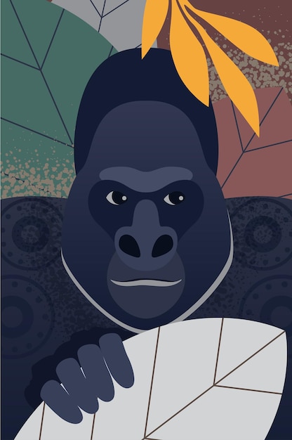 Vector african gorilla portrait