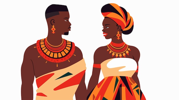 Vector african heritage day celebration couple in flat vector style