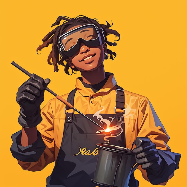 African Man in His Teens Learning to Weld