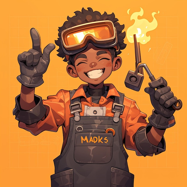 African Man in His Teens Learning to Weld