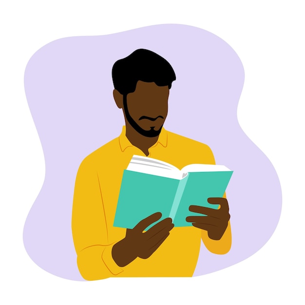 african man reads a book