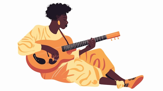 Vector african musician playing guitar illustration