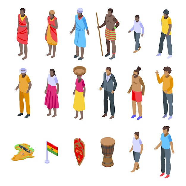 African people icons set.