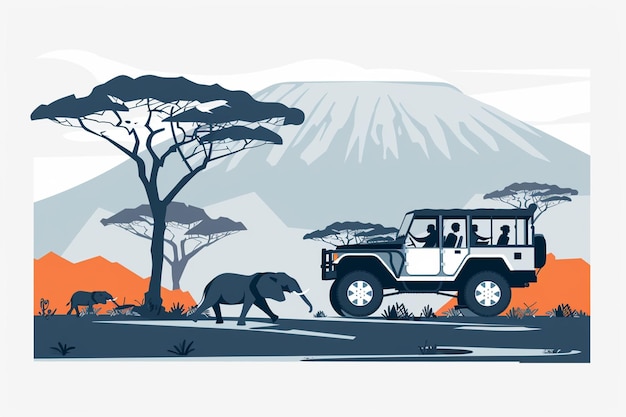 Vector african safari with animals vector illustration