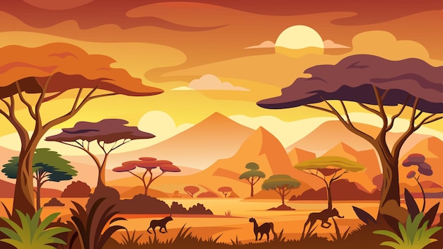 Vector african savanna background vector illustration free