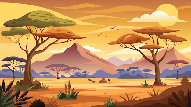 Vector african savanna background vector illustration free