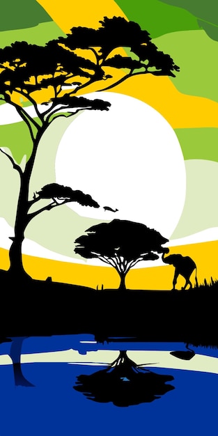 Vector african savanna vector illustration flat 2