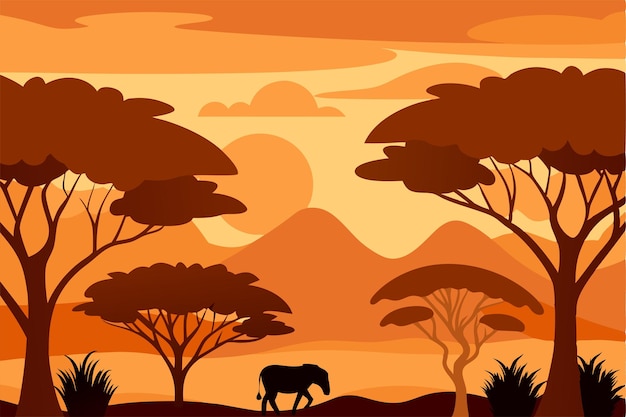 Vector african savannah silhouette vector illustration i