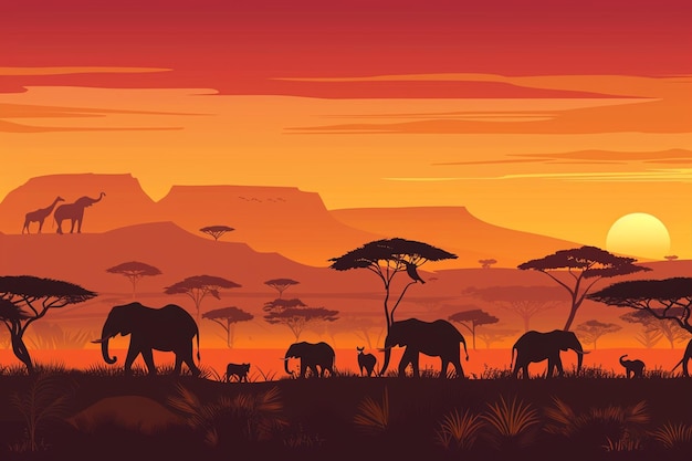 Vector african savannah in vector illustration style