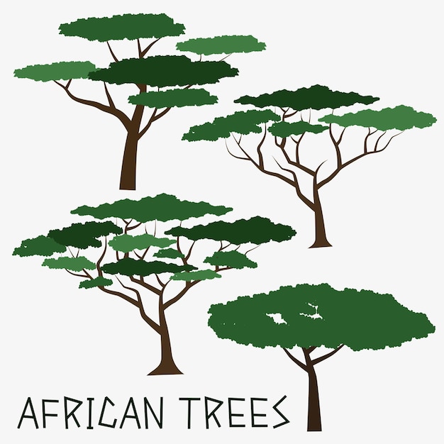 Vector african trees colored silhouette of african trees vector illustration