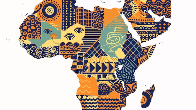 Vector african tribal patterned map banner for design projects