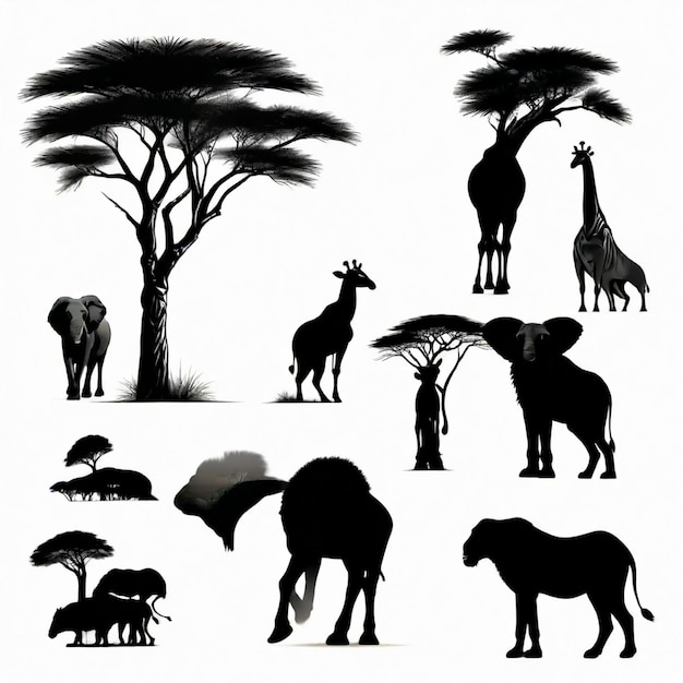 african vector set white background isolated a high