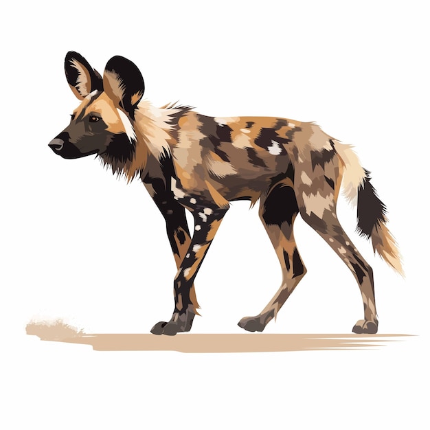 African wild dog walking vector on white background