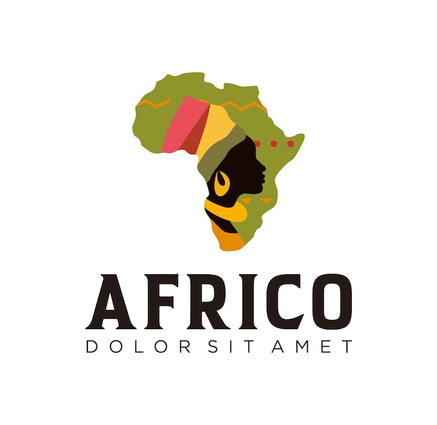 African woman with an African map logo Concept Illustration