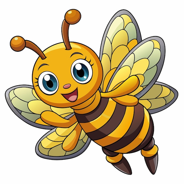 Africanized Bee jumps vector kawaii