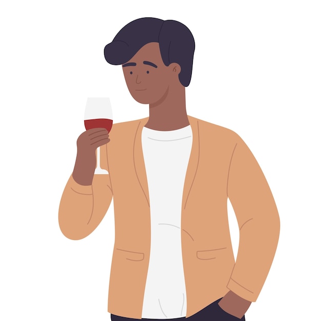 Afro american boy drinking glass of wine