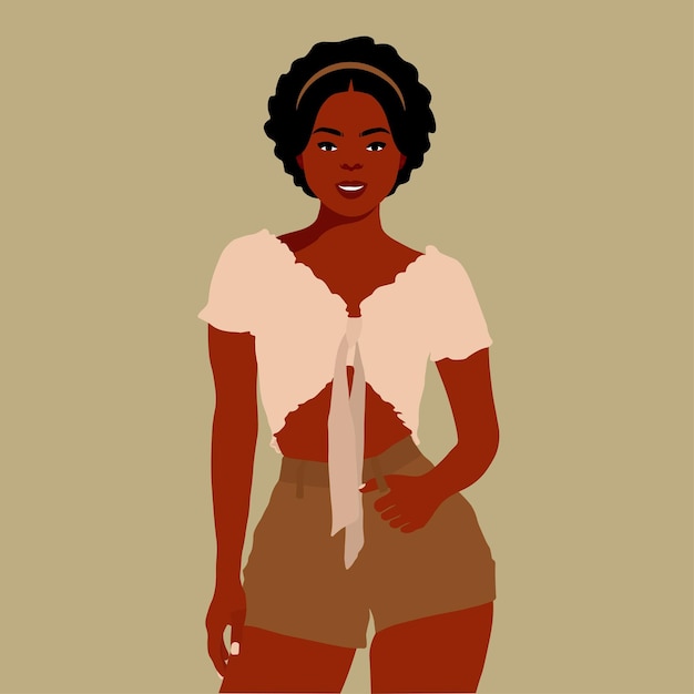 Vector afro black woman in elegant art style vector