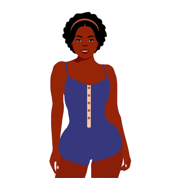 Afro black woman in elegant art style vector