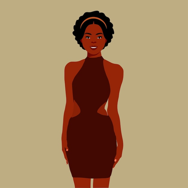 Afro black woman in elegant art style vector