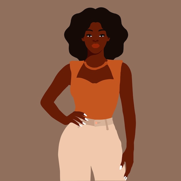 Afro black woman in elegant art style vector