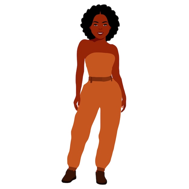 Afro black woman in elegant art style vector