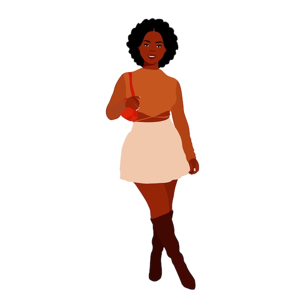 Afro black woman in elegant art style vector