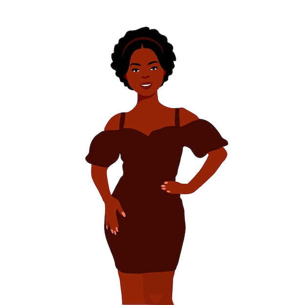 Afro black woman in elegant art style vector