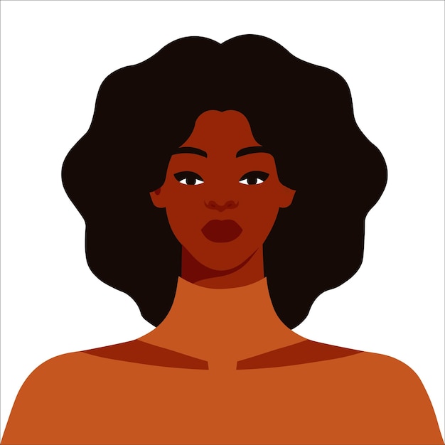 Afro black woman in elegant vector portrait