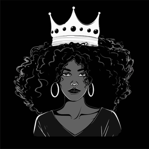 afro black woman vector illustration t shirt logo design