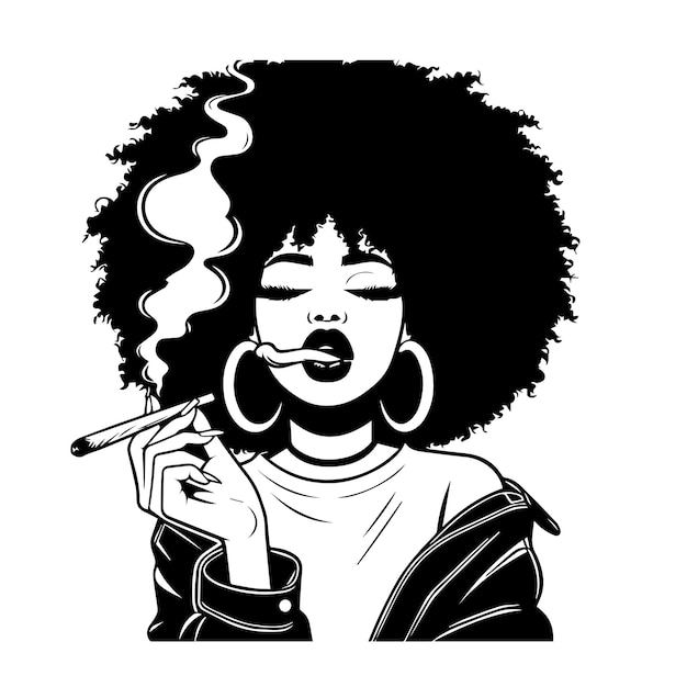 Afro Girl Smoking svg