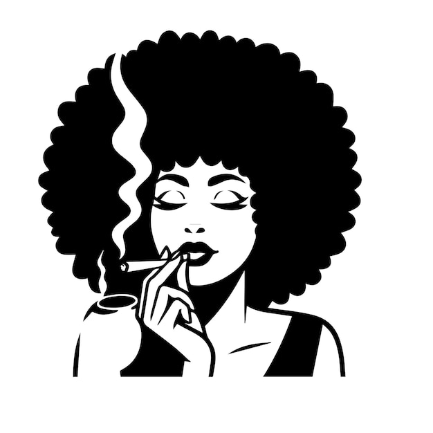 Afro Girl Smoking svg