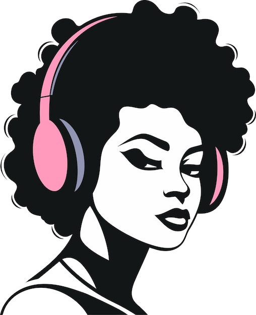 afro girl with headphones