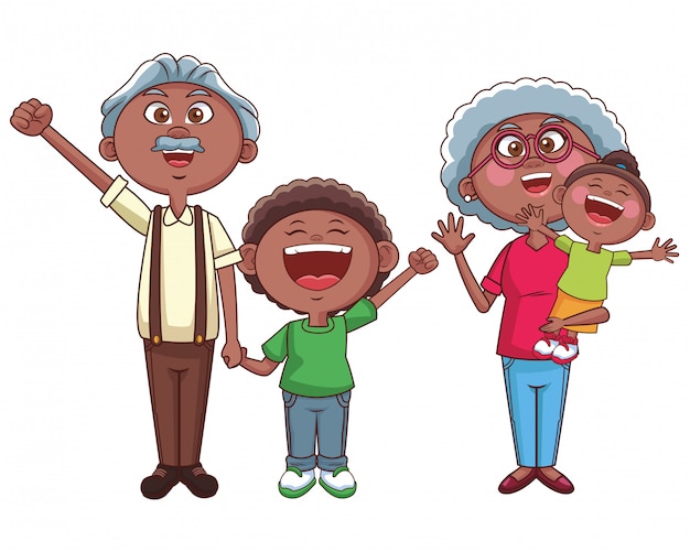 afro grandparents and grandchildren