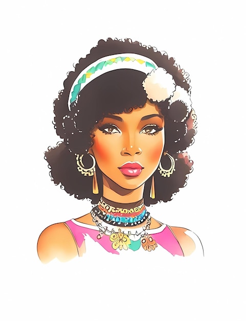 Afro hair hippie woman